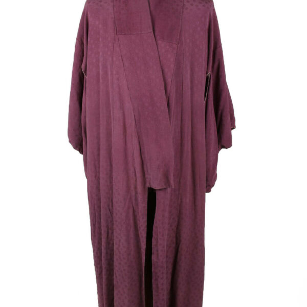 Vintage Full Length Kimono Robe Traditional Japanese Gown Purple