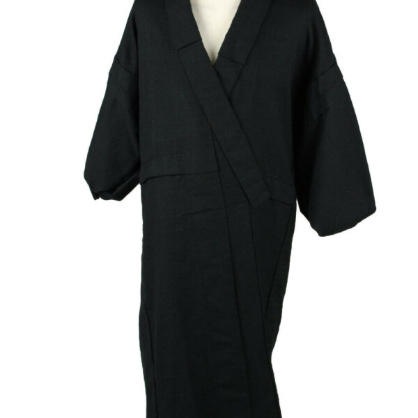 Vintage Full Length Kimono Robe Traditional Japanese Nightwear Black