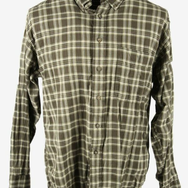 Vintage Haggar Clothing Shirt Check Long Sleeve 90s Retro Khaki Size M