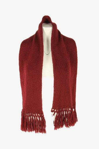 Vintage Handmade Winter Scarf Knitted Neck Warmer Soft 70s Retro Burgundy