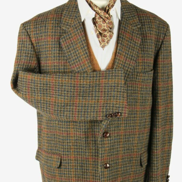 Vintage Harris Tweed Blazer Jacket Check Windowpane Multi Size XXXL