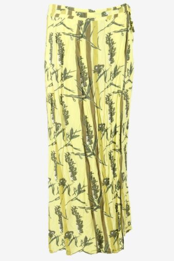 Vintage Long Skirt Patterned Adjustable Waist Retro 90s Yellow Size L