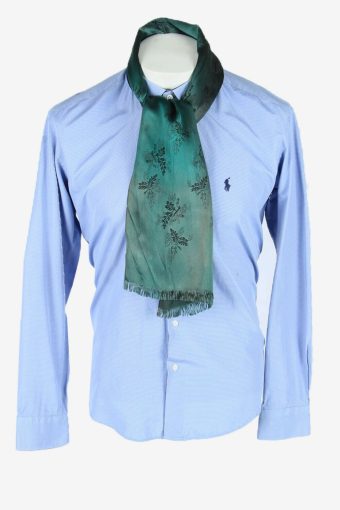Vintage Men Scarf Floral Cravat Patterned Necktie Retro 70s Green