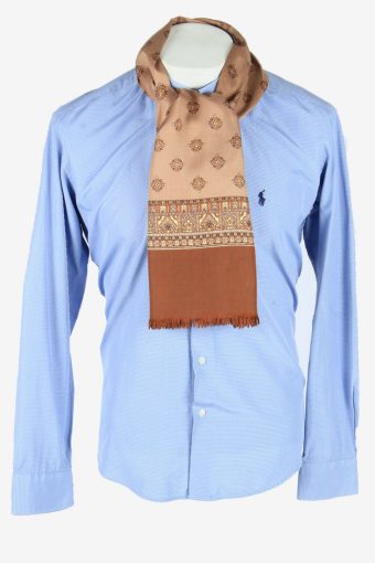 Vintage Men Scarf Paisley Cravat Patterned Necktie Retro 70s Brown