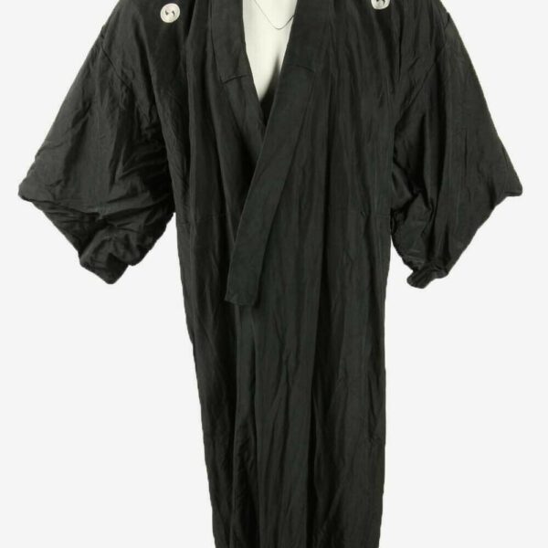 Vintage Mens Authentic Japanese Kimono Plain Robe Full Length 70s Black
