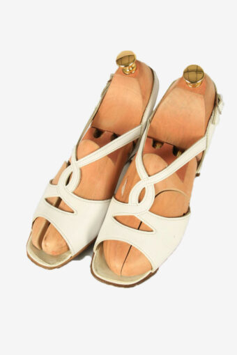 Vintage Message Personnel Slingback Shoes Leather White Size UK 4