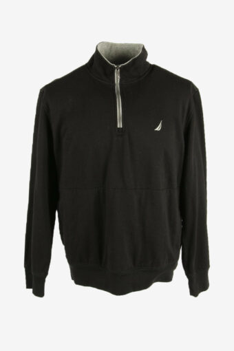 Vintage Nautica Sweatshirt Half Zip Long Sleeve 90s Black Size L