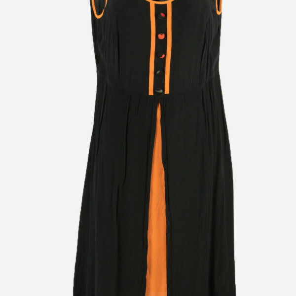 Vintage Plain Dress Sleeveless Dress Zip 70s Midi Women Black Size XL