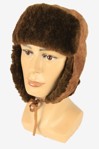 Vintage Russian Style Fur Hat Earflaps Winter Warm Brown Size 52 cm