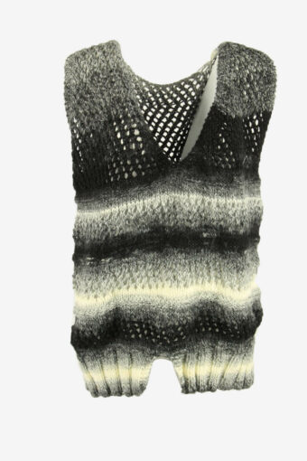 Vintage Striped Sweater V Neck Jumper Winter Retro 80s Multi Size XXL