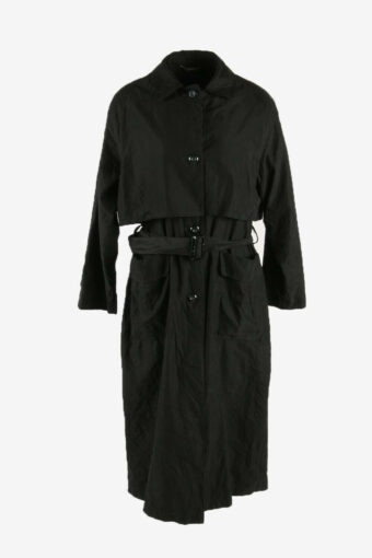 Vintage Trench Coat London Fog Button Long With Belt 90s Black Size M