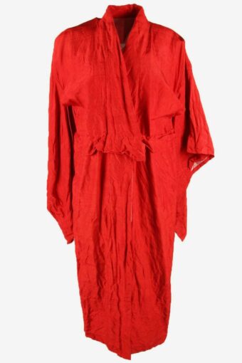 Vintage Womens Authentic Japanese Kimono Robe Full Length 70s Red