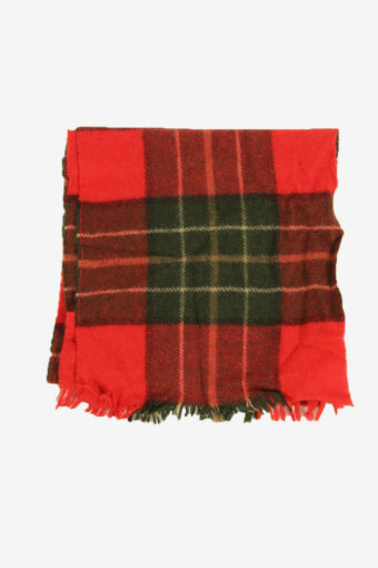 Wool Check Tartan Scarf Vintage Soft Tassel Plaid Warm 90s Retro Red