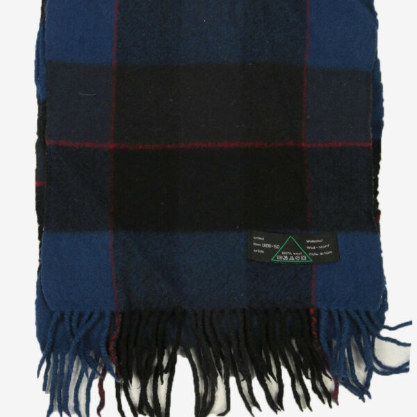 Wool Tartan Scarf Vintage Check Classic Tassel Winter 90s Retro Navy