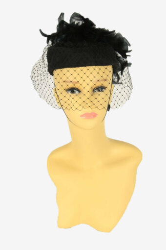 Beret Vintage Hat Wedding Class Fashion Elegance 70s Black Size 52 cm