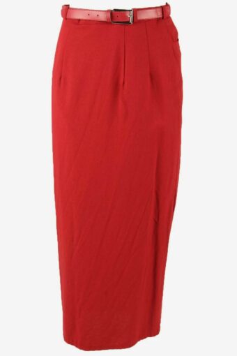 Canda Long Skirt Vintage Belted Lined Pockets Retro 90s Red Size UK 12