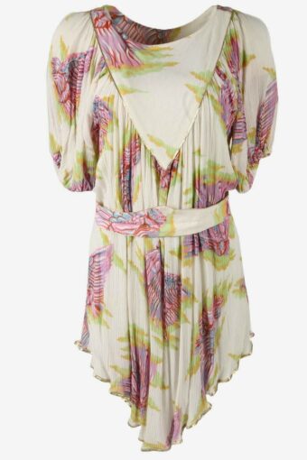 Chacok Asymmetric Dress Vintage Floral Midi Belted Retro 90s Size UK 12