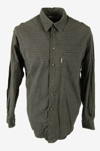 Check Shirt Vintage Button Up Long Sleeve 90s Cotton Retro Size L