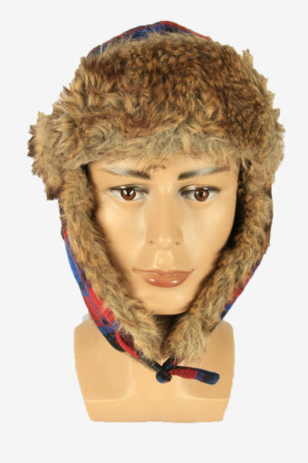 Check Vintage Russian Style Fur Hat Earflaps Winter Multi Size 62 cm