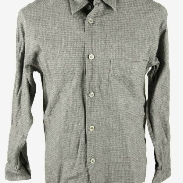 Due By Cavori Shirt Plain Vintage Long Sleeve 90s Retro Grey Size S