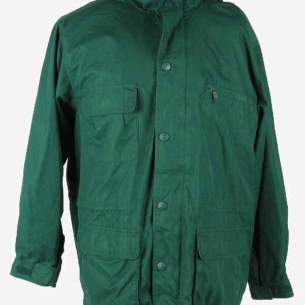 Eddie Bauwer Outdoor Jacket Blanked Lined Hooded Pockets Green Size L