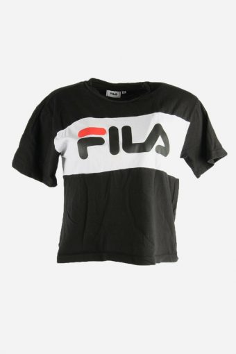 Fila T-Shirt Tee Women Short Sleeve Sports Vintage 90s  Black Size M