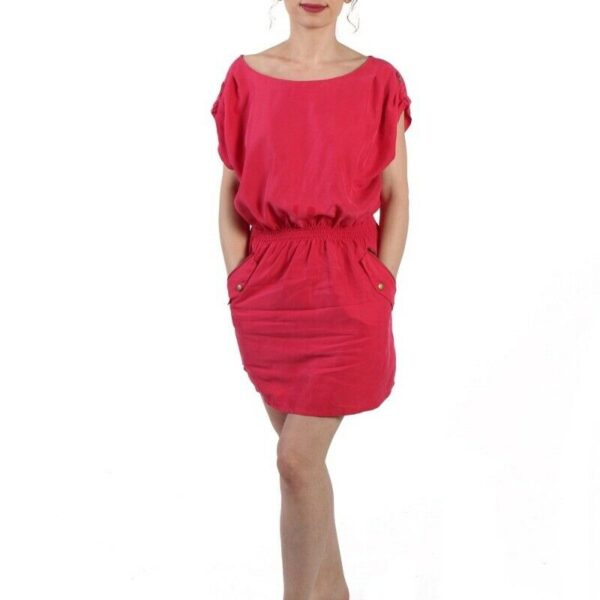 H&M Short Dress in Slub Jersey Elasticated Waist-Fushia S