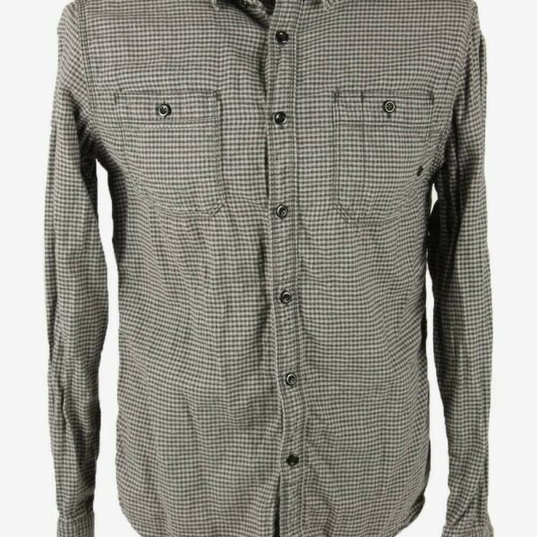 Jack & Jones Flannel Shirt Check Vintage Long Sleeve 90s Grey Size L