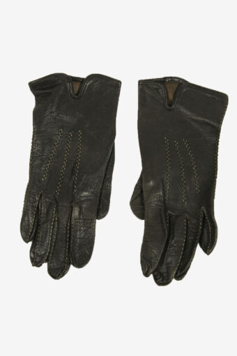 Kids Vintage Leather Gloves Lined Soft Winter Casual Retro Black Size S