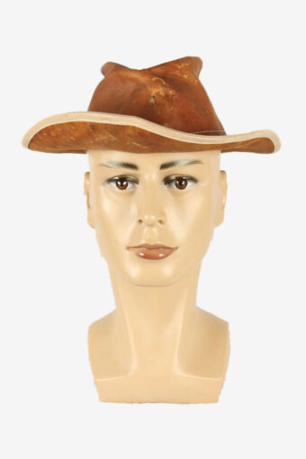 Leather Cowboy Hat Vintage Country Style Retro 90s Brown Size 60 cm