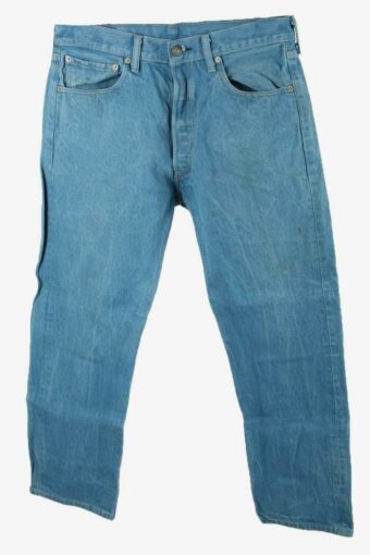 Levis 501 Vintage Jeans Straight Button Fly Mens 90s Mid Blue W33 L28