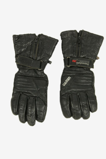 Motorbike Vintage Leather Gloves Lined Soft Smart Winter 90s Black Size S