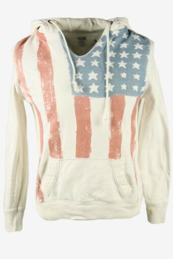 Tommy Hilfiger Hoodie Vintage USA Flag Retro 90s Off White Size XS