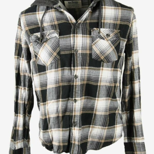 Urban Pipeline Flannel Shirt Hooded Check Vintage Long Sleeve 90s M