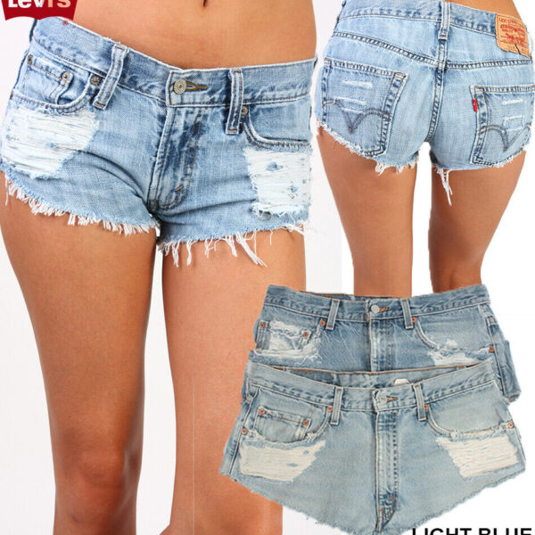 Levis High Waisted Sexy Ripped Shorts Frayed Women