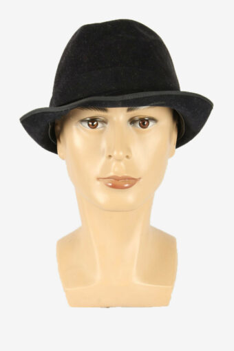 Velvet Trilby Hat Vintage Classic Style Retro 90s Black Size 63 cm