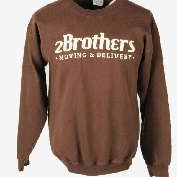 Vintage 90s Sweatshirt Printed Pullover Sports Retro Brown Size M