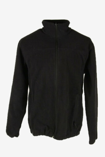 Vintage Fleece Jacket Top Zip Collared Sports Retro Black Size M