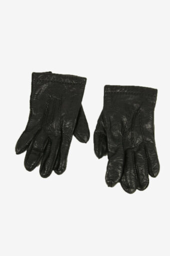 Vintage Leather Gloves Lined Warm Winter Casual Retro 80s Black Size L