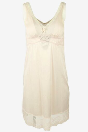 Vintage Sleeveless Slip Dress Lace Nightdress Retro 90s Baby Pink Size S