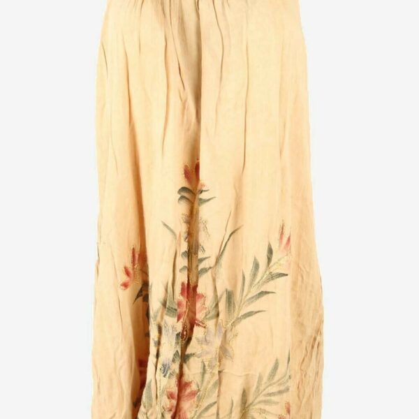 Vintage Summer Midi Sleeveless Dress Floral Retro 90s Cream One Size