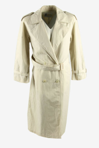 Vintage Trench Coat London Fog Button Long With Belt 90s Ivory Size M