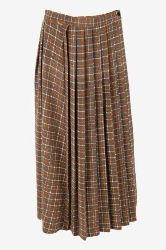 Vintage Wallis Wrap Skirt Check Retro 90s Brown Size UK 14