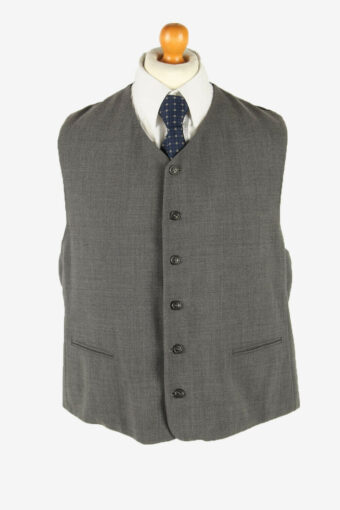 Waistcoat Gilet Vintage Plain Vest Button Up Smart 90s Grey Size XL