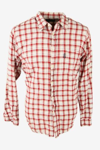Vintage Check Flannel Long Sleeve Shirt 90s Retro Red L