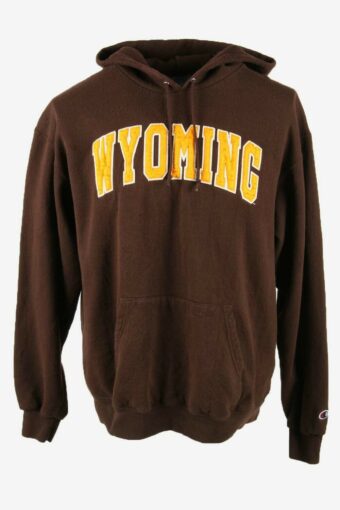 Champion Hoodie Vintage Wyoming Pullover Retro 90s Brown Size L