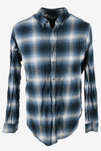 Craft & Barrow Flannel Shirt Check Vintage Long Sleeve 90s Navy Size L