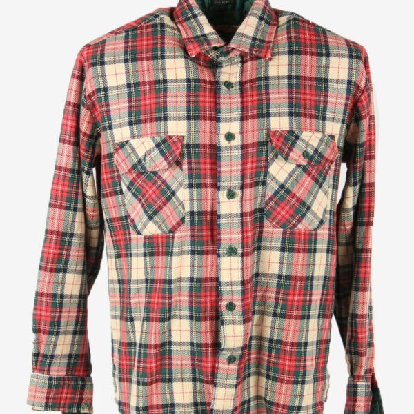 Flannel Shirt Vintage Check Long Sleeve Button 90s Cotton Multi Size L