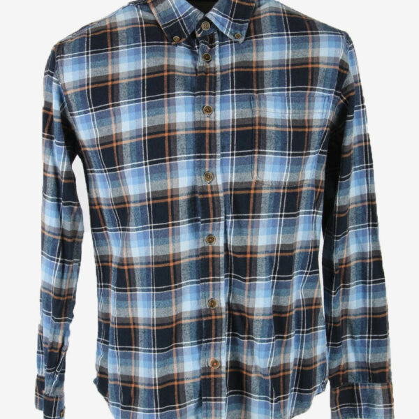 Flannel Shirt Vintage Check Long Sleeve Button 90s Cotton Multi Size M