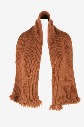 Handmade Winter Scarf Vintage Knitted Neck Warmer Soft 70s Retro Brown